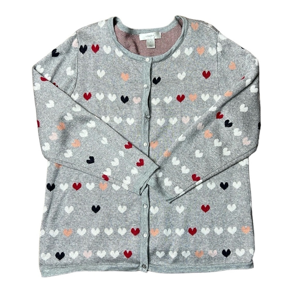 CJ Banks Gray Heart Pattern Cardigan